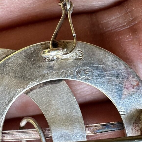 Antique 1800s Victorian Brooch‎ Pin 1 5/8" Double Horseshoe Sterling C Clasp - Picture 7 of 12